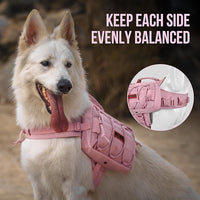 ONETIGRIS Dog Backpack for Medium & Large Dogs, Mammoth Nylon Dog Pack Tactical Backpack Harness with Side Pockets for Hiking Walking Training Running (Pink, Large)