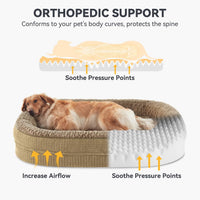 JOEJOY XL Orthopedic Dog Bed for Large Dogs, 360° Oval Bolster - Light Brown / 28"l X 23"w X 6.5"th - image 2