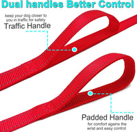 10FT Dog Leash with Traffic Handle Reflective Large Medium Dogs – Essentials for Dogs - 10ft x 1 in / red - image 3