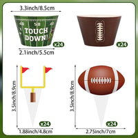 Hxezoc football cupcake toppers and wrappers set with brown and green football designs - view 14