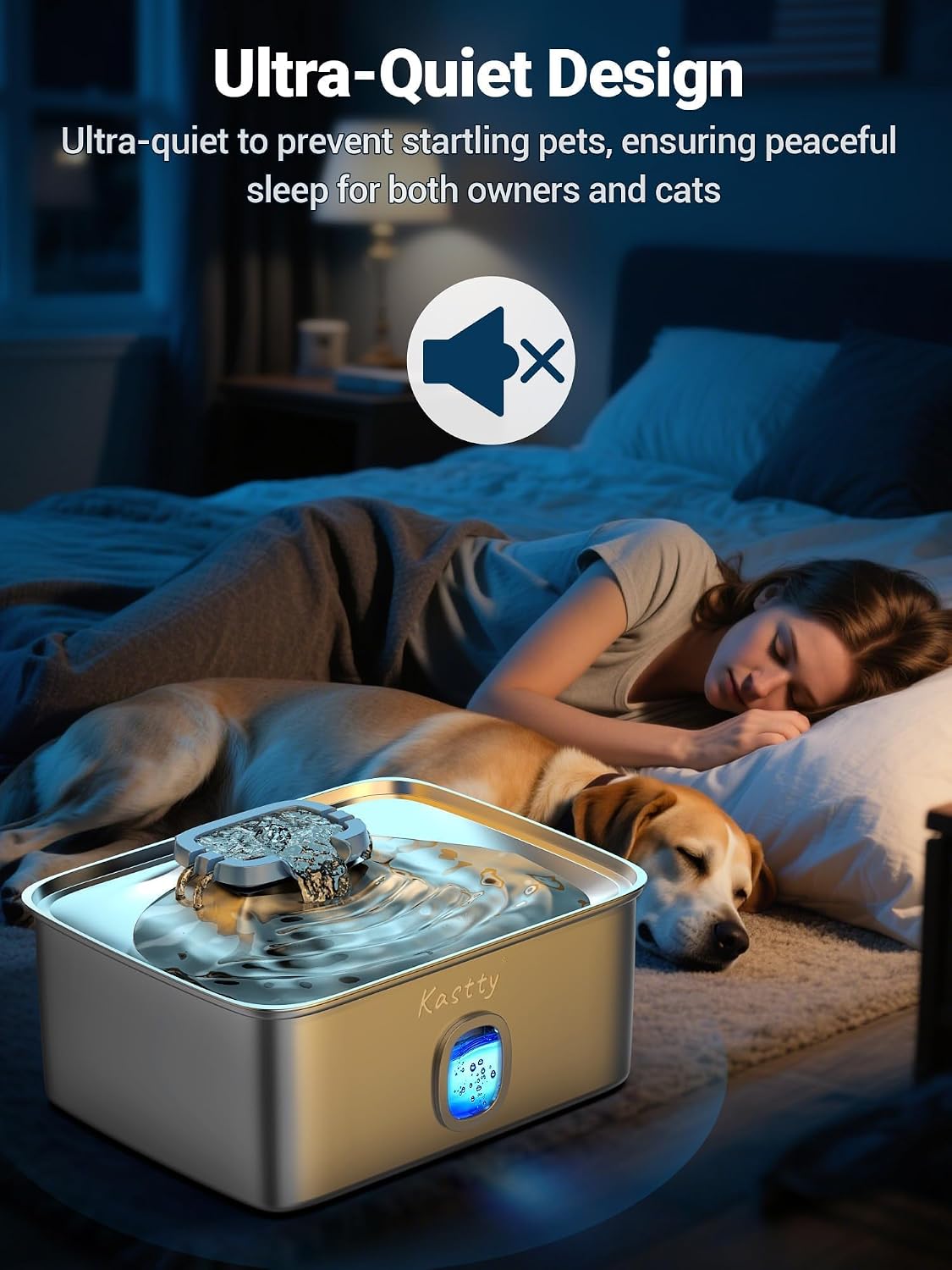 Kastty 4 Gal/15L Stainless Steel Dog Water Fountain for Large Dogs – Essentials for Dogs - Square Shape - image 4
