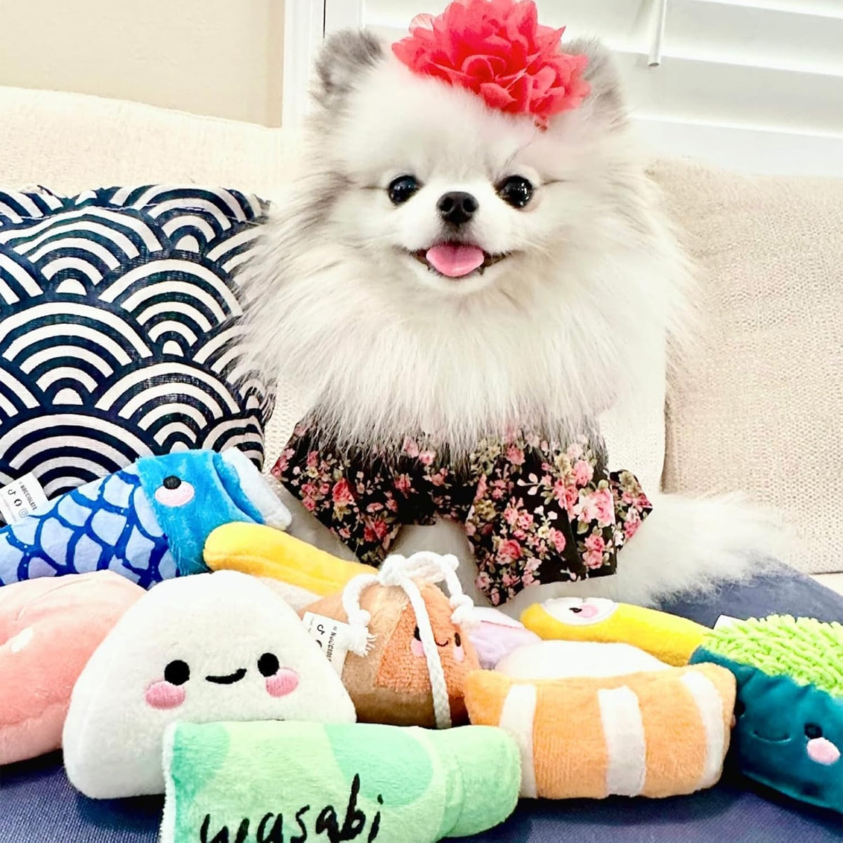 Nocciola Squeaky Bread Stuffed Dog Toys Pack - Sushi - image 2