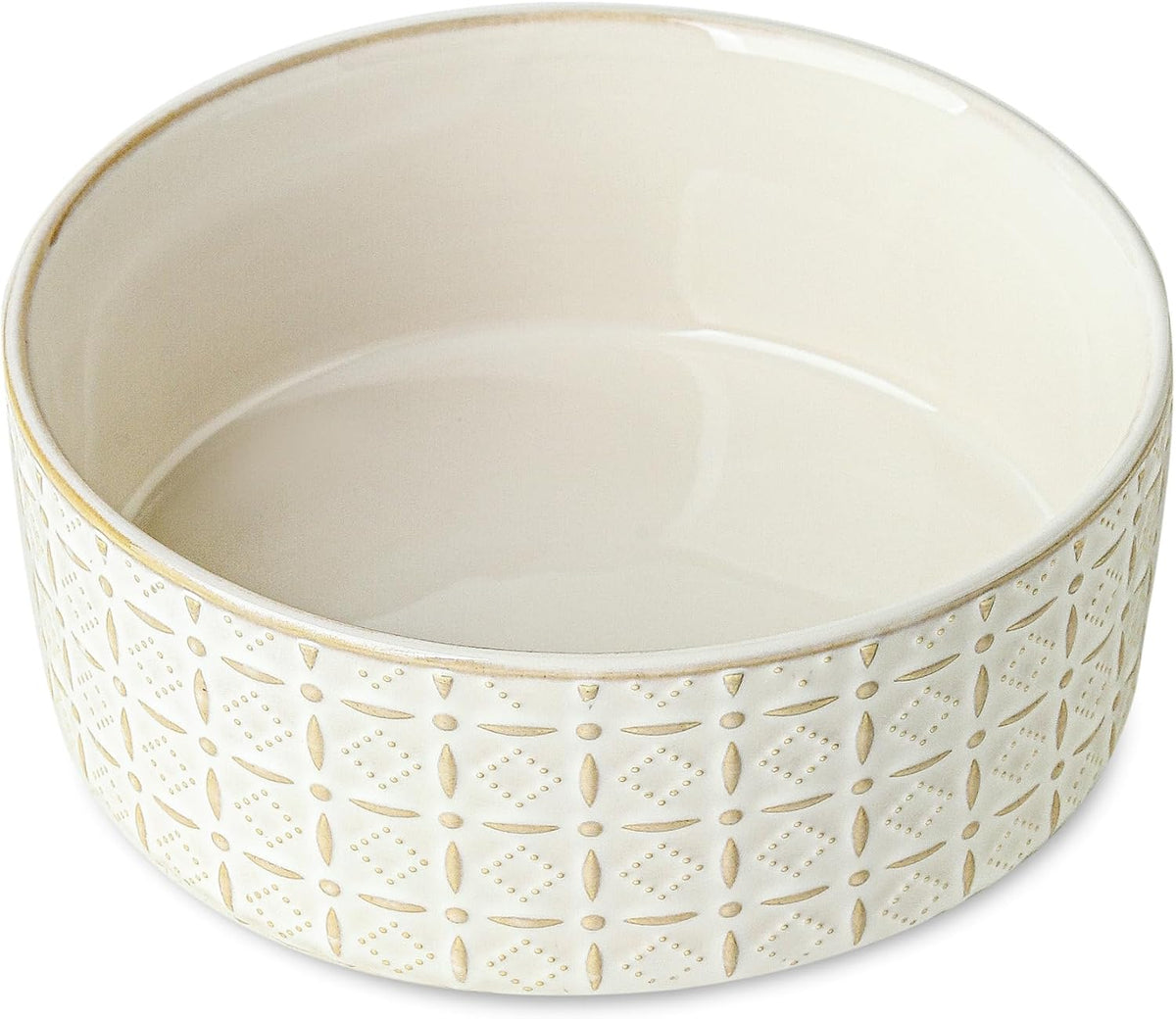Ceramic Dog Bowl, Dogs Dish for Middle and Small Dogs, Puppy - White