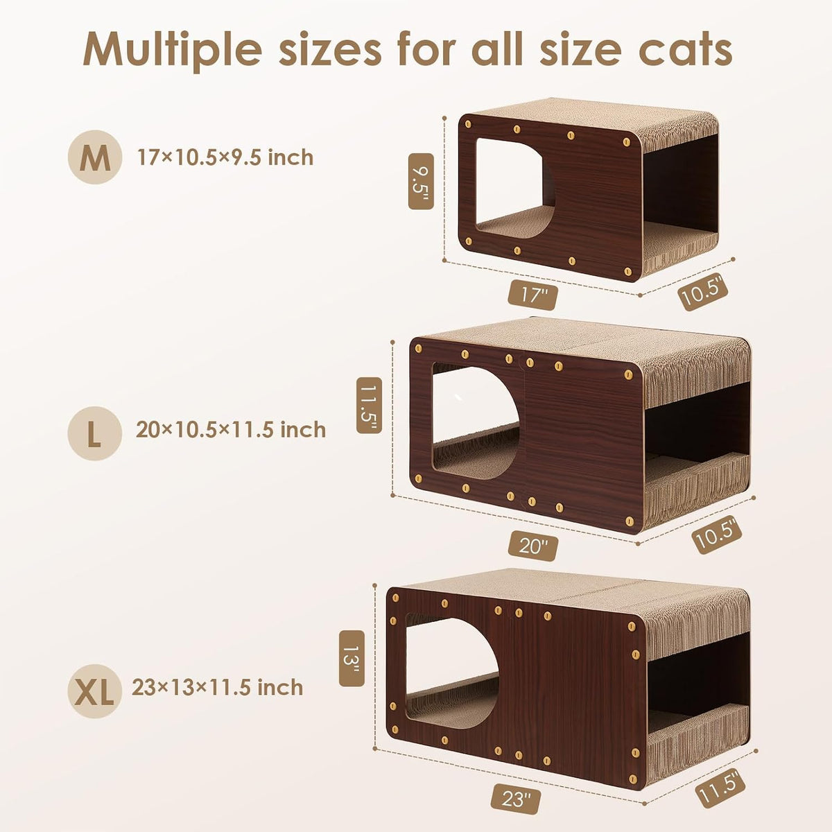 EHEYCIGA Cardboard Cat Scratcher House - 23x13x11.4inch / Dark Brown - image 4