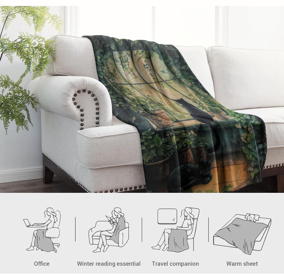 Levens Black Cat Blanket, Cozy Cats Blankets for Cat Lovers 60"x50" Soft Plush Black Cats Gifts - Cat Black 3 / 50"x60" - image 3