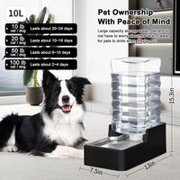 2.4Gallon Dog Water Bowl Dispenser for Dogs:Leak Resistant Waterer – Essentials for Dogs - Black without Filter / 10L - image 2