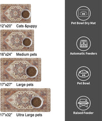 Dog Food Mat for Floors, Absorbent Pet Cat Food Bowl Mat - Bohemia / 20"L x 12"W - image 3