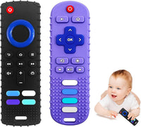2-Pack Silicone Baby Teething Toys - New-F Black+R Purple