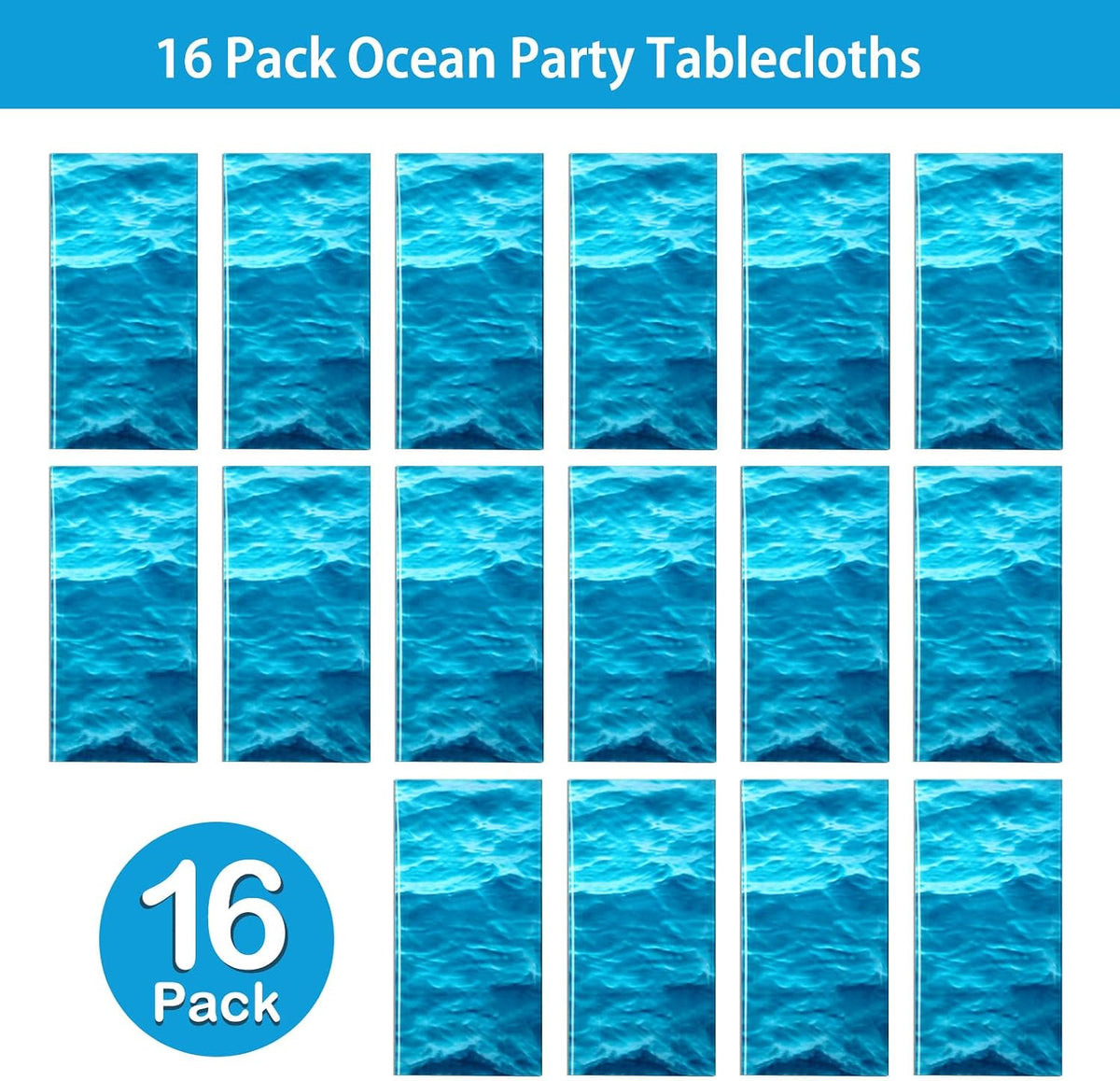 Irenare 2 Pieces Ocean Plastic Tablecloth 54 x 108 Inch Blue – Fun for Kids & Family - 16 / 54 x 108 Inch (Rectangular) - image 4