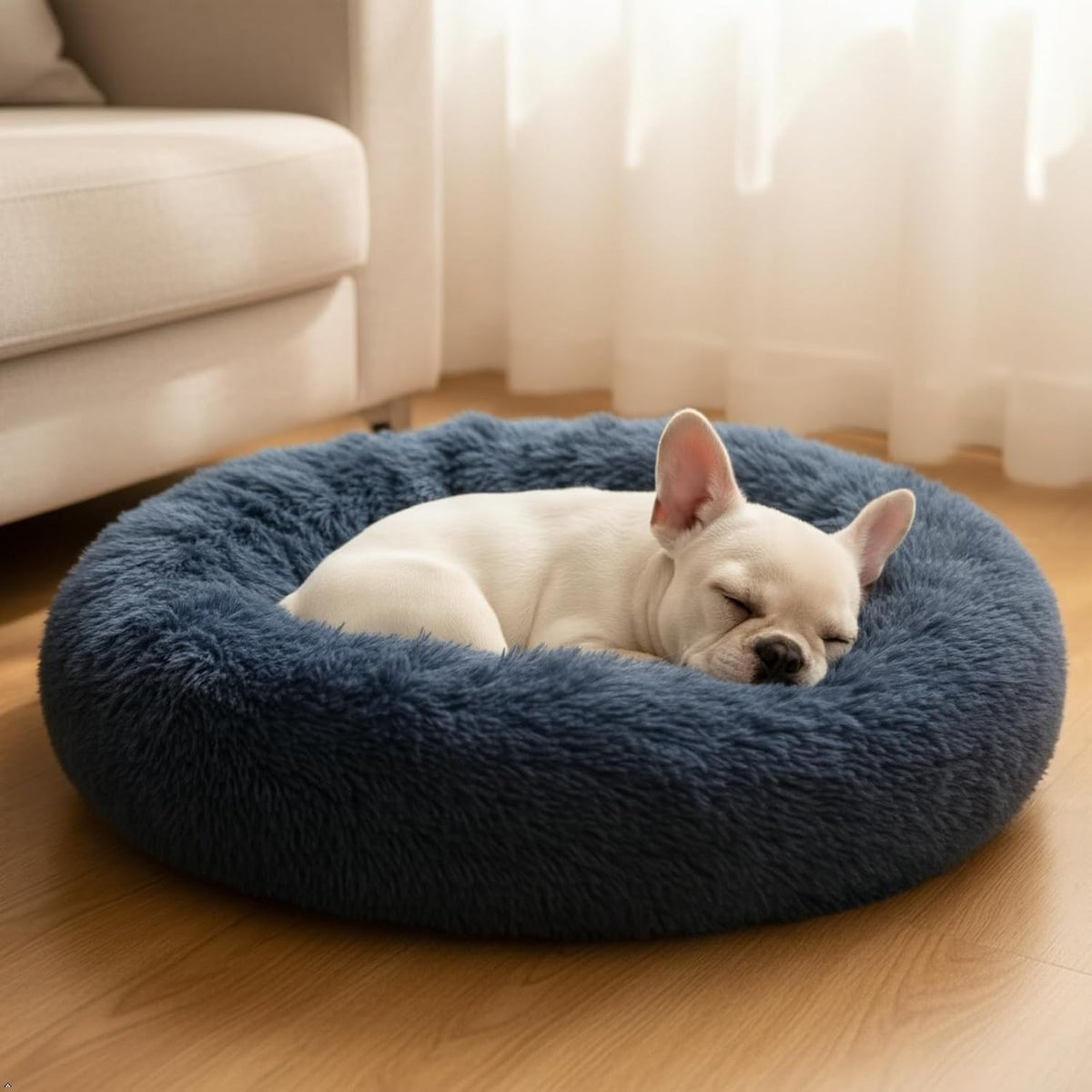 Comfort Donut Dog Bed, Ultra-Soft Pet Bed with Neck Support - 32''Lx32''Wx8''Th / Gray