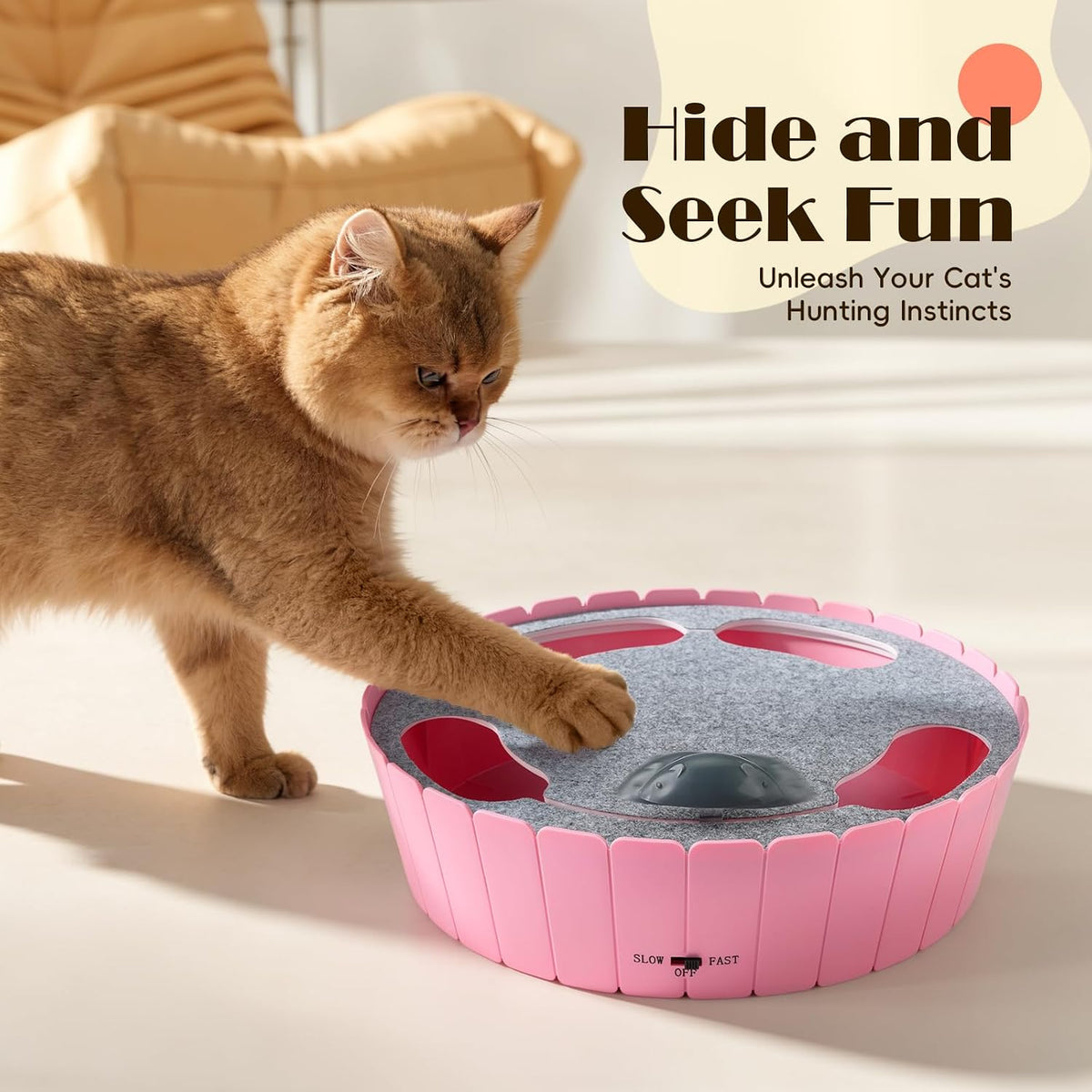 Pawaboo Interactive Cat Toy with Running Mouse - P-Pink - image 2