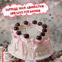 Chunful fake cherry cake toppers with red polyester bows - view 24
