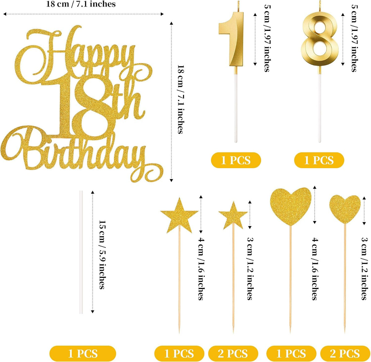 18th Birthday Cake Decorations - Gold - image 2