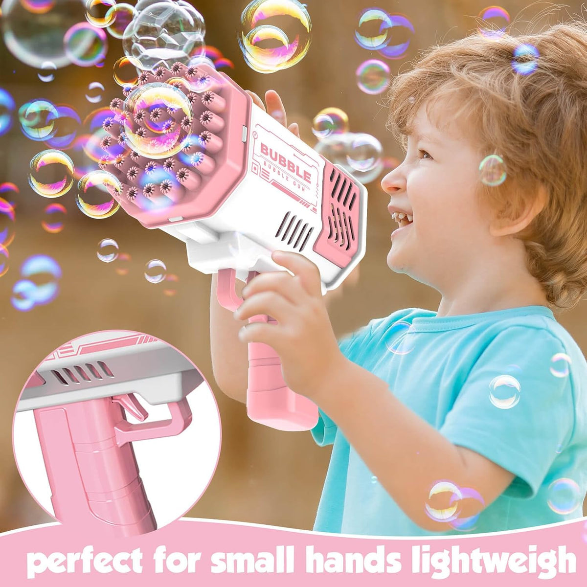 JONEG light up bubble gun for kids with 40 holes in blue - view 7