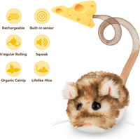 Migipaws Interactive MigiMouse Cat Toy 360° Rolling & Spin with Mesh - Long-Brown - image 4