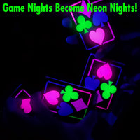 Funwares UV black light playing cards glowing neon colors under a black light - view 4