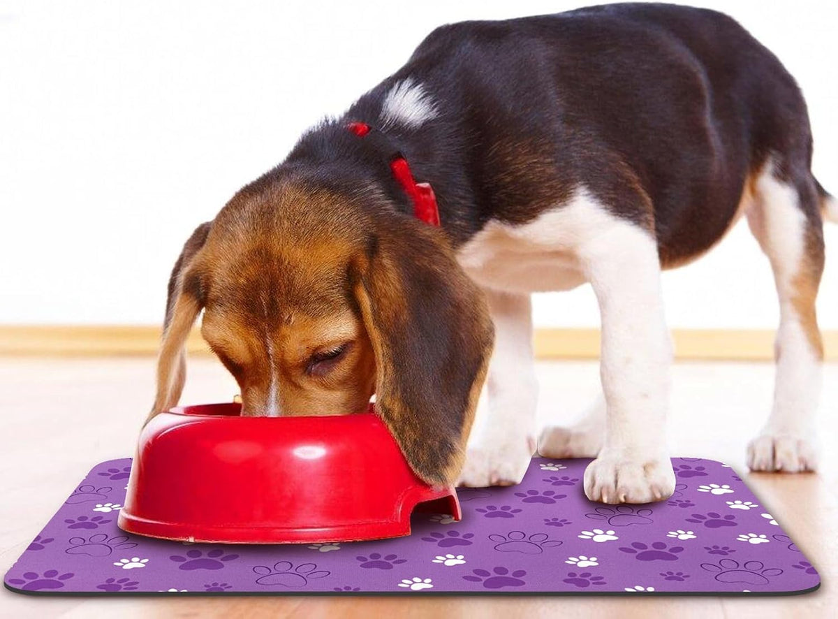 Dog Food Mat, Absorbent Water Bowl Mats Cat Pet Feeding Placemats Pink 20 * 12 inch – Essentials for Dogs - LightPurple / 20"L x 12"W - image 3