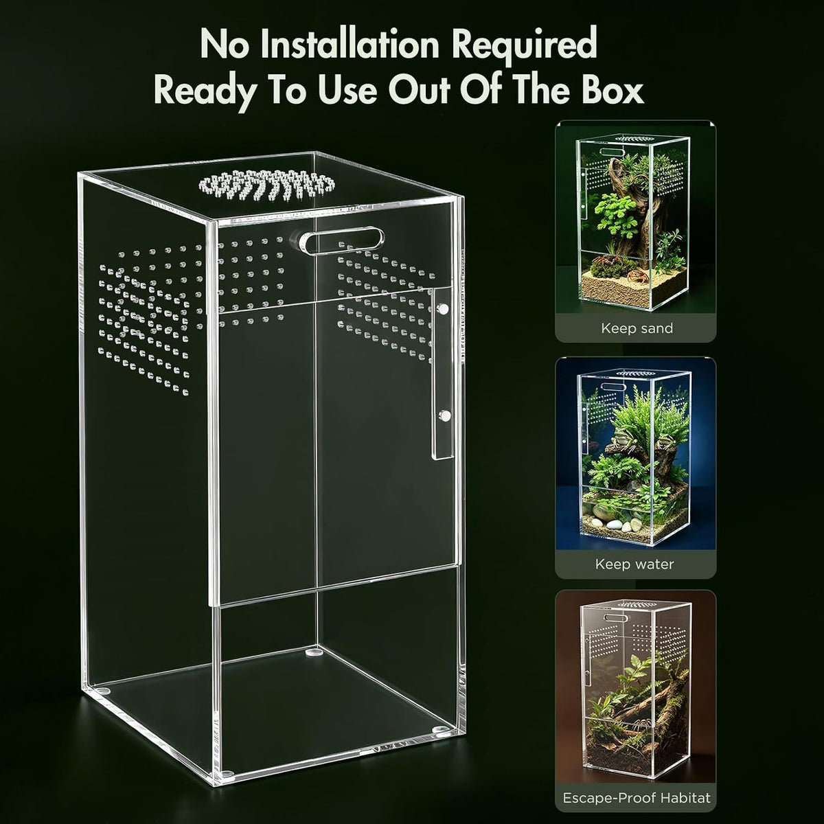 Pre-Assembled Jumping Spider Enclosure, All-Side Ventilation – Essentials for Reptiles And Amphibians - Large Vertical (5"×5"×10") - image 4