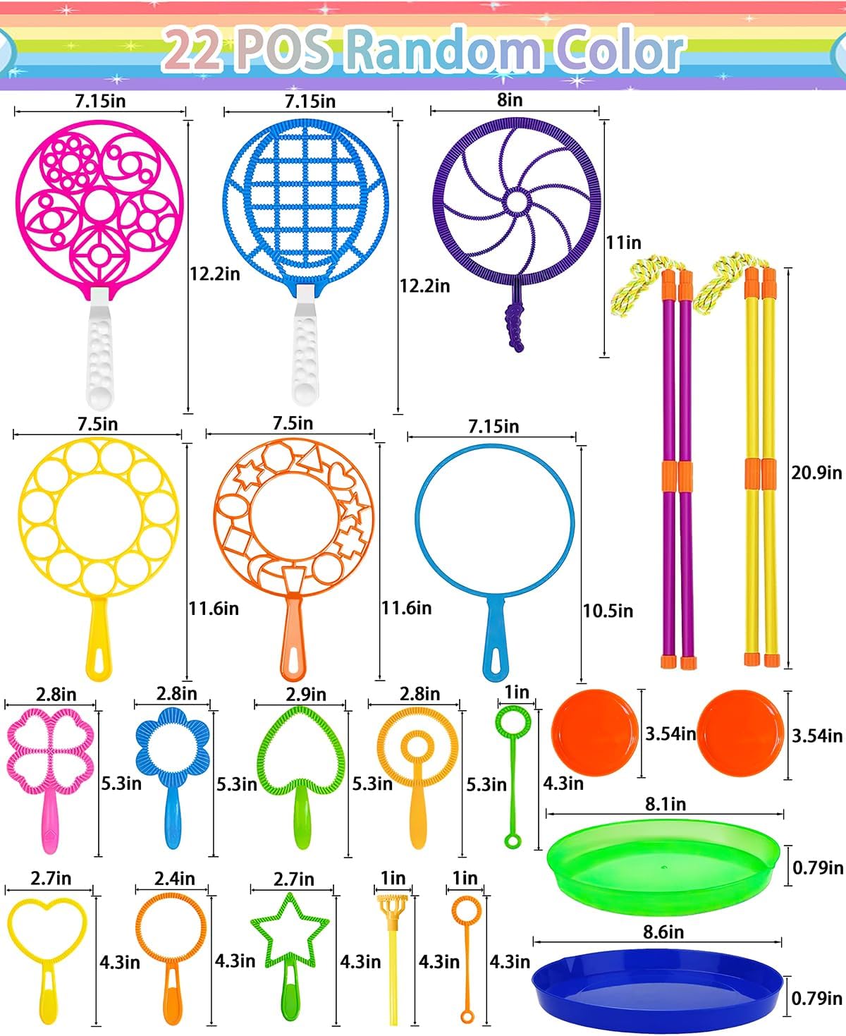 Unistylar giant bubble wands set, 22 pieces with double-handled rope wands and bubble trays - view 6