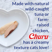 INABA Churu for Cats, Functional, Creamy Lickable Purée Cat Treat for Hairball Control with Taurine & Vitamin E, 0.5 Ounces Each, 48 Tubes (4 per Pack), Tuna Recipe