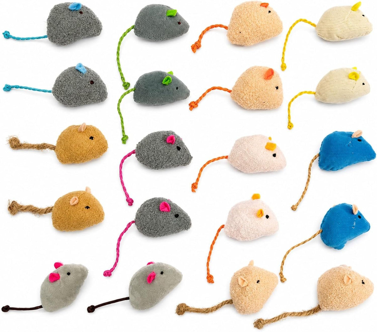 20-Pack Catnip Mouse Toys, Assorted Colors