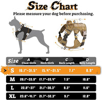 rabbitgoo Dog Harness Small Sized No Pull, Tactical Service Pet Vest with Molle and Control Handle, Adjustable and Reflective Military Harness for Easy Walking and Training, Brown, S