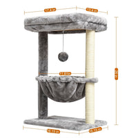 SYANDLVY Small Cat Tree for Indoor Cats - Light Grey / Top Perch with Basket - image 3