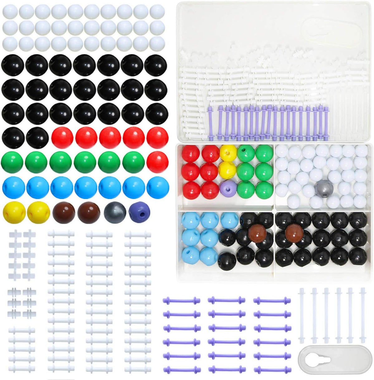 LINKTOR 444 piece chemistry molecular model kit with colored atoms, bonds and fullerene parts - view 7