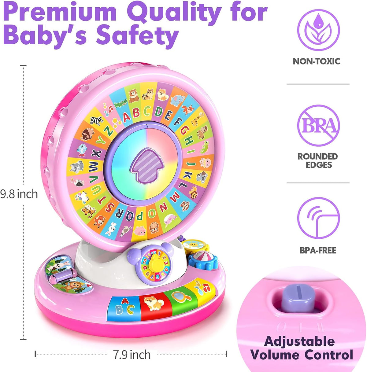 Duchong Learning Toy for Kids 1 2 3 Year Old Boys Girls - Pink - image 3