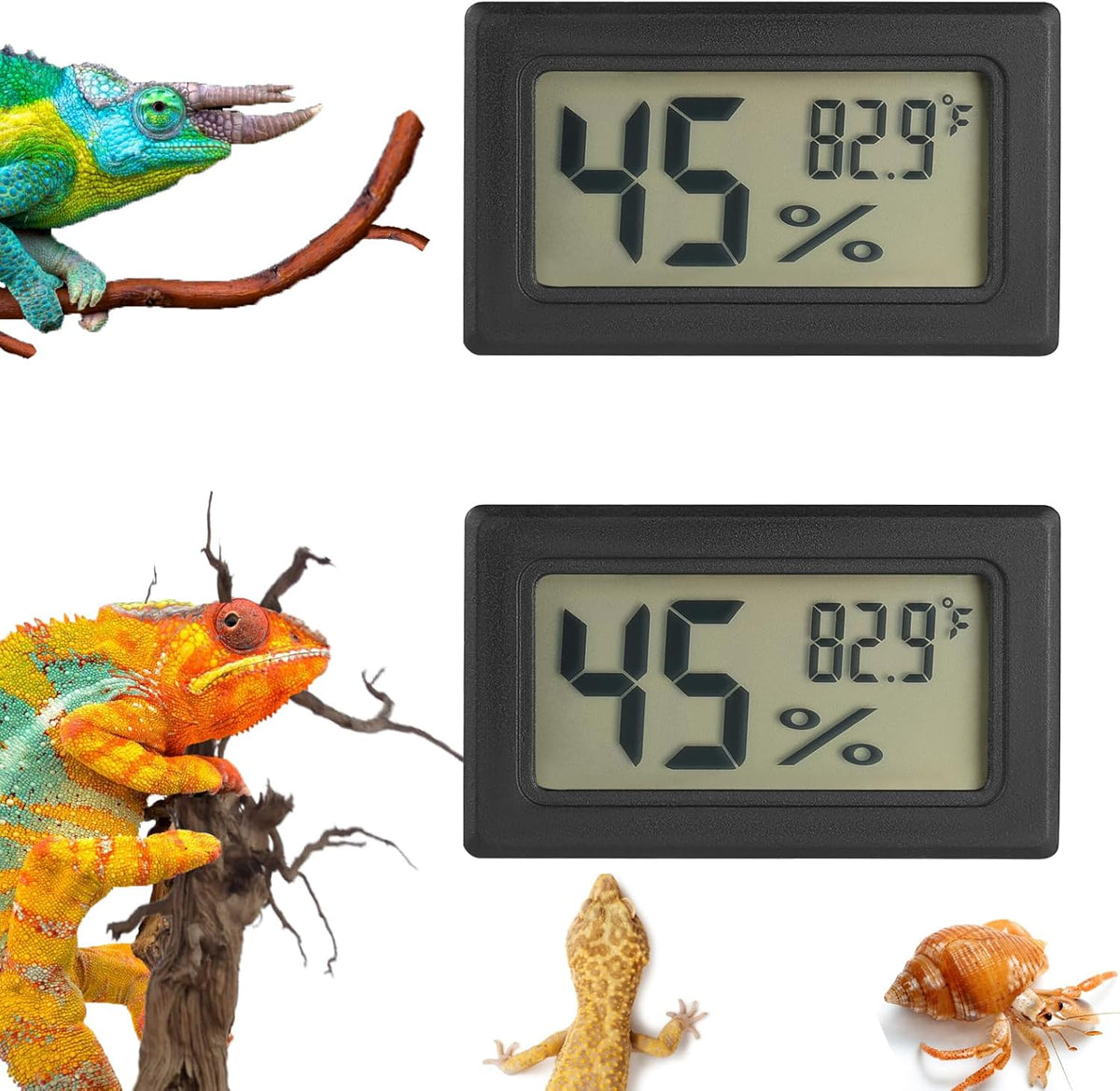 Reptile Thermometer and Humidity Gauge Digtal Terrarium Thermometer - 2 / rectangle