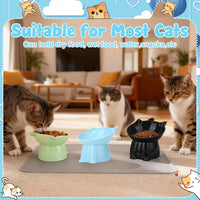 3 Pcs Raised Cat Bowl 15° Elevated Cat Food Bowl Tilted Cats Bowls - Blue, Black, Green - image 2