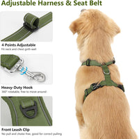 Dog Seat Belt Vest Harness for Car - Full Army Green / L (Chest: 22-32.3", Neck: 16.9-26") - image 4