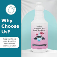 Steam & Go Deminerilized Water - Multi-Surface Cleaner for Steam Cleaners, Hardwood Floors, Kitchens, & Bathrooms - Germ-Killing Formula - Hotel California Scent - 32 Ounces (Pack of 18)