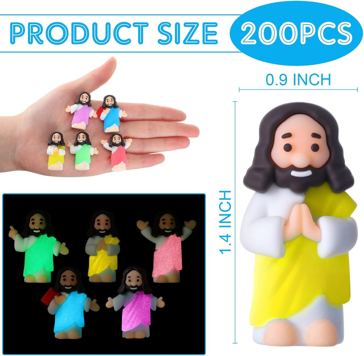 CroBlissful 50 little Jesus figurines that glow in the dark, five colors - view 38