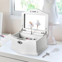 Ballerina Musical Jewelry Box with Mirror for girls，Kid's Jewelry - white-medium