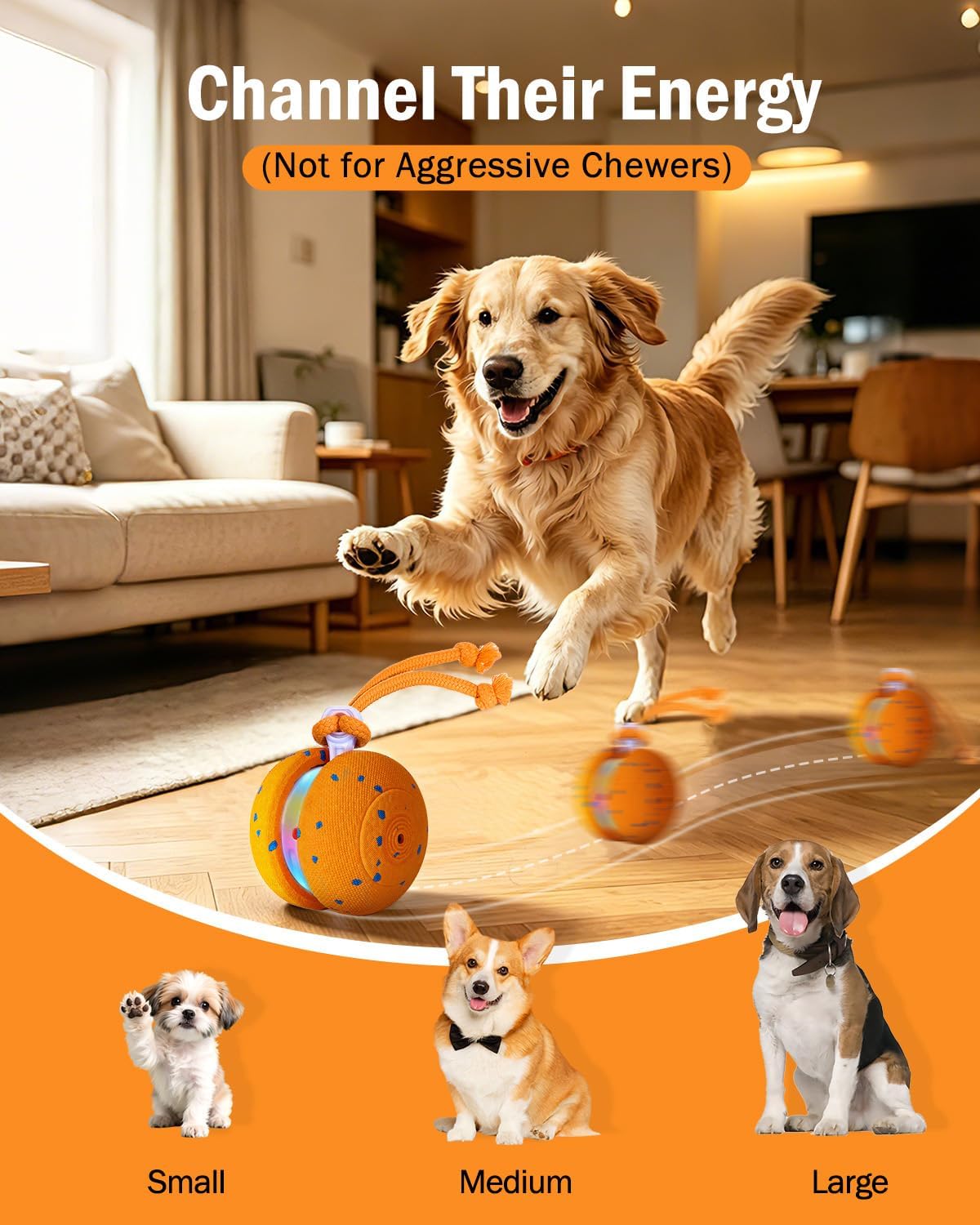 osou Interactive Dog Toy, Automatic Moving Dog Ball Toy with 2 Speed Modes – Essentials for Dogs - image 3