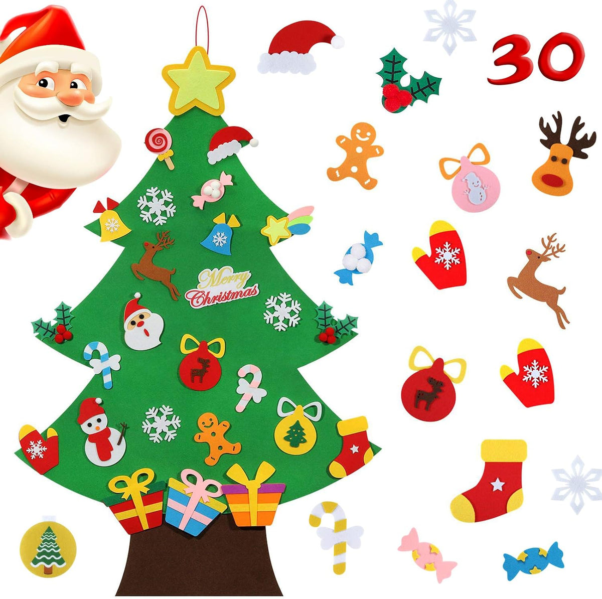 Felt Christmas Tree for Toddlers - Small-3FT-3D