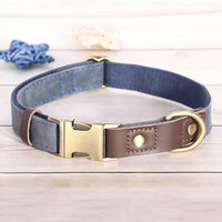 Didog Soft PU Leather Dog Collar for Large Dogs,Classic Adjustable Dog Collars with Quick Release Metal Buckle,Easy Clean and Comfortable with Nylon Lining,Blue,L Neck 15-23"