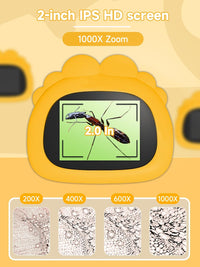 Microscope for Kids 1000X Handheld Digital Miniscope Stem Toys Gifts – Fun for Kids & Family - Yellow - image 2