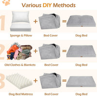 Waterproof Dog Bed Covers Replacement, Cover Only - 44"Lx32"Wx3"H / Grey (With Plush) - image 2