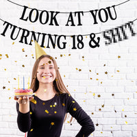 Black Glitter Look at You Turning 25 & Sh*t Banner - 18 - image 3