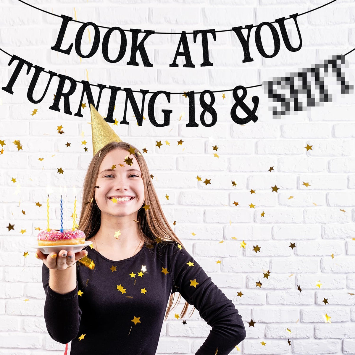 Black Glitter Look at You Turning 25 & Sh*t Banner - 18 - image 3