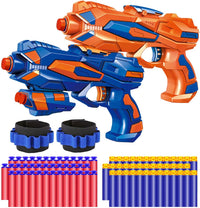 Pokonboy foam dart blaster 2 pack in orange and blue with 60 soft foam darts and wristbands - view 2