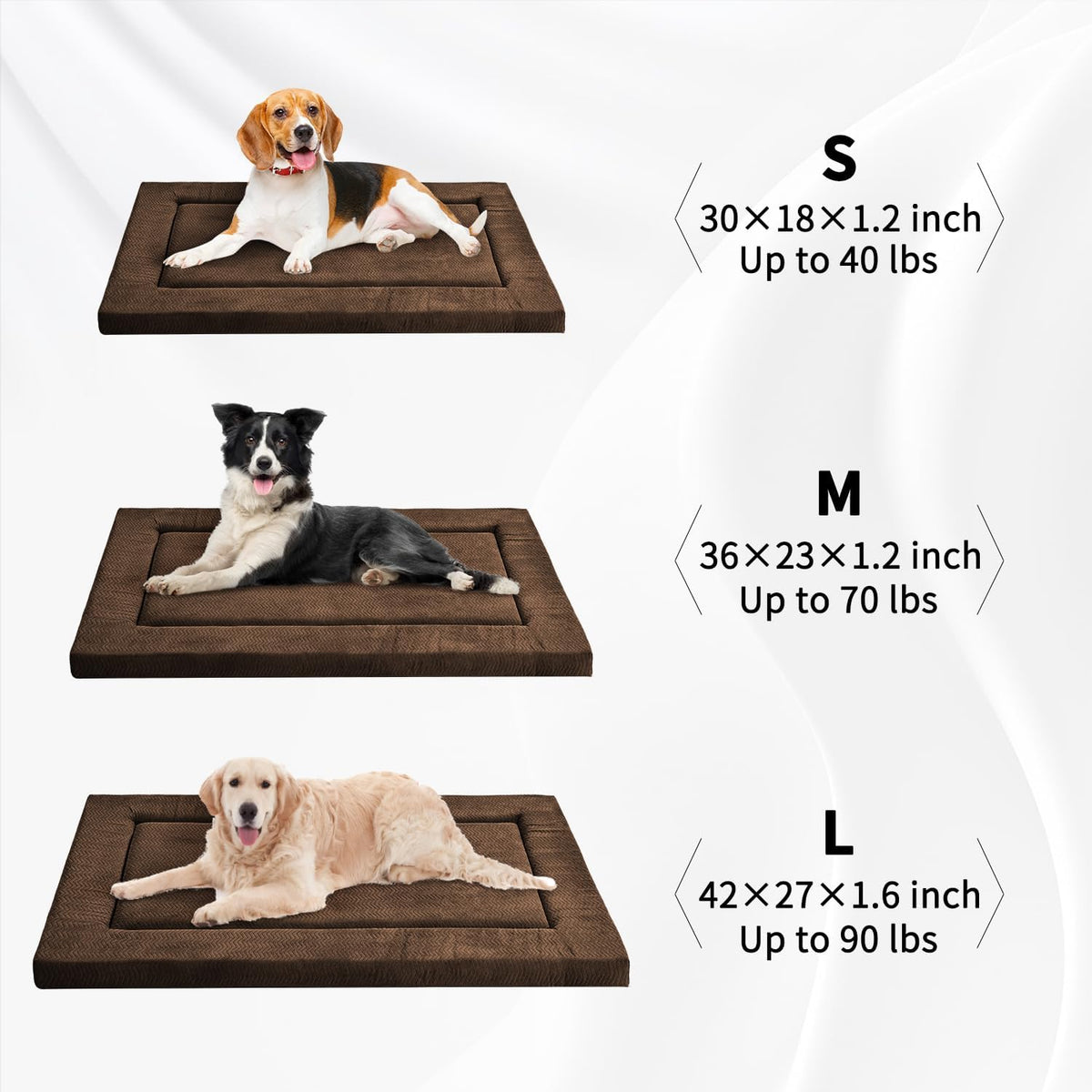 Dog Bed for Crate, Medium/Large Dogs Crate Bed - 42.0"L x 27.0"W x 1.6"Th / Brown - image 2