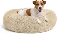 MIXJOY Orthopedic Dog Bed Comfortable Donut Cuddler Round Pet Beds - S-PLUS(27''x 27'') / Ivory Beige