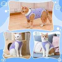 Coppthinktu Cat Recovery Suit Female Cat Onesie After Surgery Anti - Small / Flower - image 4