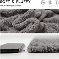 Luciphia 1 Pack 3 Calming Dog Blanket Fluffy Premium Fleece Pet Blankets Soft Sherpa Throw for Dogs Puppy Cat Grey/Beige/HazeBlue Medium (30" x20")