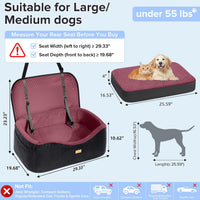 BLVRYVIO Large Dog Car Seat for Medium Sized Dogs Under 55lbs or 2 - Mauve / Large - image 2