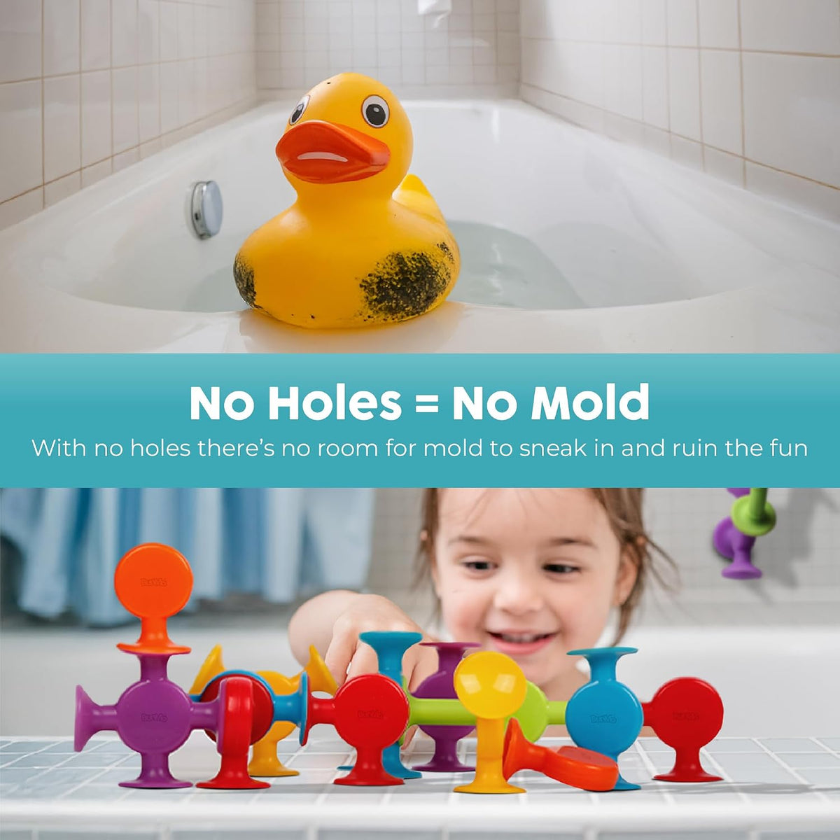 BUNMO Bath Toys Suction, Connect, Build, Create - Original Smooth - 24 Pk - image 3