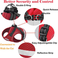 Cat Harness and Leash Set - Red / S (Chest: 9" - 11") - image 3